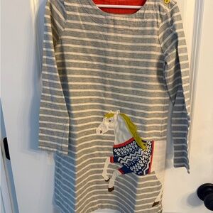 Mini Boden Gray and White Striped Dress